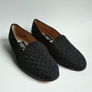 Frederico Leone Woven Fabric Dress Shoes Black 3/4 Inch Heel